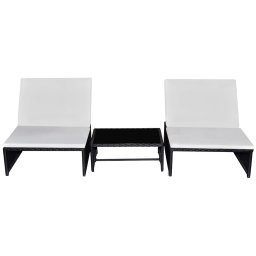 vidaXL Tuinstoelen 2 st verstelbaar met tafel poly rattan zwart