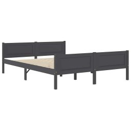vidaXL Bedframe massief grenenhout grijs 160x200 cm