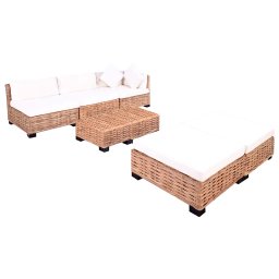 vidaXL Loungeset natuurlijk rattan 18-delig
