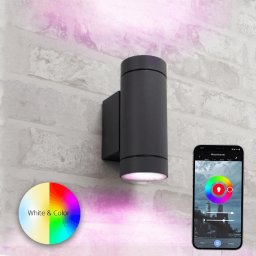 Antraciete up down wandlamp voor buiten met Zigbee GU10 spots - Rond