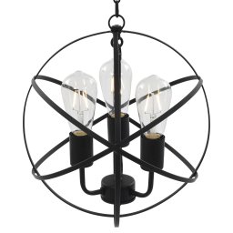 vidaXL Hanglamp rond 3xE27 zwart