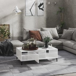 vidaXL Salontafel 103,5x60x35 cm bewerkt hout hoogglans wit