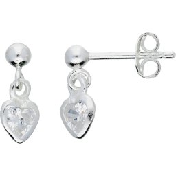 Lilly oorhangers hart - zilver - zirkonia - transparant