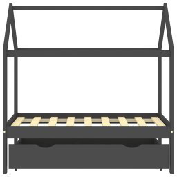vidaXL Kinderbedframe met lade grenenhout donkergrijs 70x140 cm