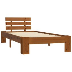 vidaXL Bedframe massief grenenhout honingbruin 90x200 cm