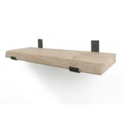Eiken wandplank boomkant 120 cm in 20 cm diepe industriele plankdragers