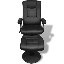 vidaXL Tv-fauteuil met voetenbankje kunstleer zwart