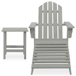 vidaXL Tuinstoel Adirondack voetenbank tafel massief vurenhout grijs