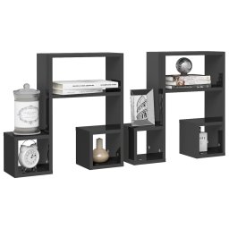 vidaXL Wandschappen 2 st 50x15x50 cm bewerkt hout hoogglans grijs