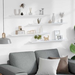 vidaXL Wandschappen 4 st 80x9x3 cm hoogglans wit
