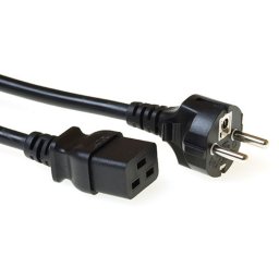 ACT AK5410 230V Stroomkabel Randaarde Stekker Schuko CEE7/7 Male/C19 Zwart - 50 cm