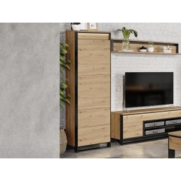 Kolomkast QUANTINO 1 deur eik artisanaal/zwart met led