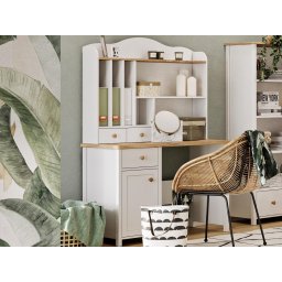 Bureau SHELLY 1 deur 1 lade wit/ eik nash met opzetkast