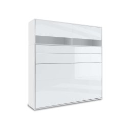 Opklapbed CONCEPTION PRO 140x200 cm wit/glanzend wit (horizontaal) met opzetkast