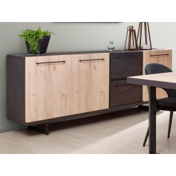 Dressoir VIAZZA 3 deuren 2 lades dark stone/castella