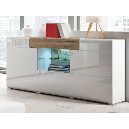 Dressoir TORERO 3 deuren 1 lade sanremo/hoogglans wit