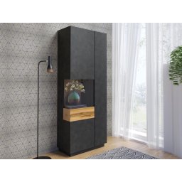 Vitrine SILAC 2 deuren (links) matera/wotan eik met verlichting