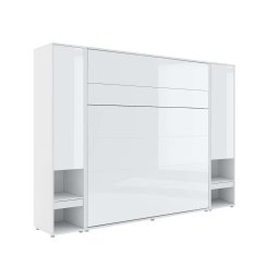 Opklapbed CONCEPTION PRO 180x200 cm wit/hoogglans wit (verticaal) met kasten