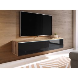 TV-meubel DUBAI 2 klapdeuren 140 cm eik wotan/hoogglans zwart