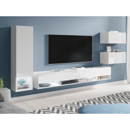 Tv-meubel set AMOS 5 deuren wit/hoogglans wit