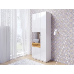 Vitrine SILAC 2 deuren (links) wit/wotan eik met verlichting