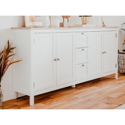 Dressoir BERGAMOTE 4 deuren 3 lades wit/artisan eik