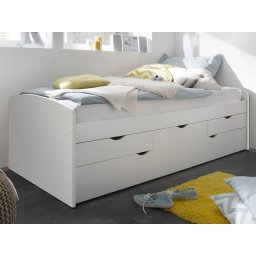 Bed TESSA 90x200 cm met lades en bedlade wit