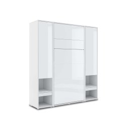 Opklapbed CONCEPTION PRO 90x200 cm wit/glanzend wit (verticaal) met kasten