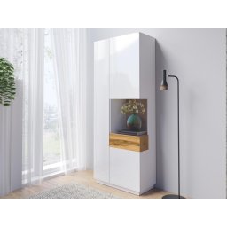 Vitrine SILAC 2 deuren (rechts) wit/wotan eik met verlichting