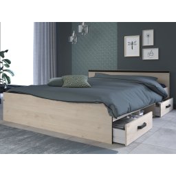 Bed NASHLEY 140x190 cm eik artisanaal/zwart