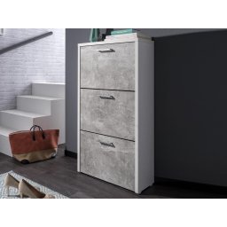 Schoenenkast FULL 3 deuren wit/beton