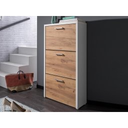 Schoenenkast FULL 3 deuren wit/golden eik