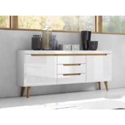 Dressoir NORDO 2 deuren 3 lades wit/hoogglans wit