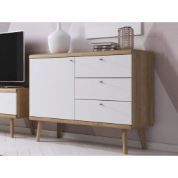 Dressoir PROMI 1 deur 3 lades eik riviera/wit