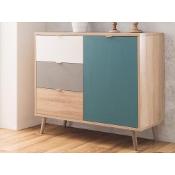 Dressoir CURACAO 1 deur 3 lades sonoma eik/tricolore