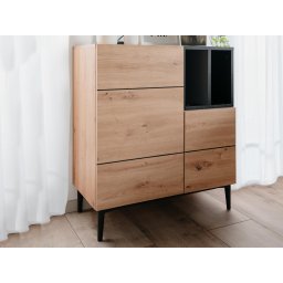 Commode NOLLY 2 deuren 2 vakken zwart/artisan eik