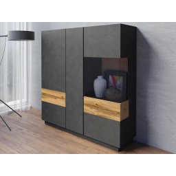 Hoge commode SILAC 3 portes matera/wotan eik met verlichting