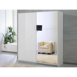 Kast SALSA hoogglans wit 2 schuifdeuren 180 cm deuren hoogglans wit/spiegel