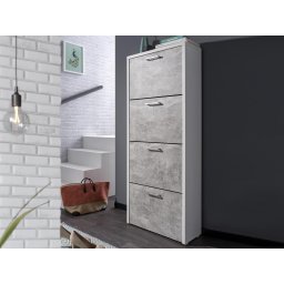 Schoenenkast FULL 4 deuren wit/beton