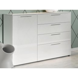 Commode SUNNA 1 deur 4 lades hoogglans wit