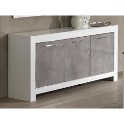 Dressoir MADONNA 3 deuren hoogglans wit/hoogglans beton