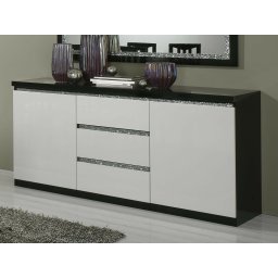 Dressoir REBECCA 2 deuren en 3 lades hoogglans zwart/hoogglans wit