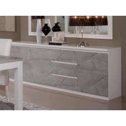 Dressoir ROMEO 3 deuren en 3 lades marmer/hoogglans wit