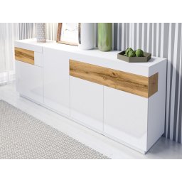 Dressoir SILAC 4 deuren 2 lades wit/wotan eik