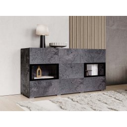 Commode BABEL 2 deuren en 3 lades kleurrijke leisteen met verlichting