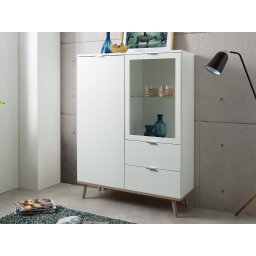 Commode GUTENBERG 2 deuren 2 lades wit/sonoma eik