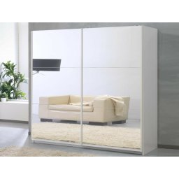 Kast SALSA hoogglans wit 2 schuifdeuren 230 cm deuren spiegel