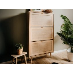 Schoenenkast BALO 3 deuren sonoma eik met rotan print