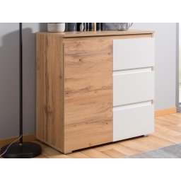 Commode IMANO 1 deur 3 lades gouden eik/wit