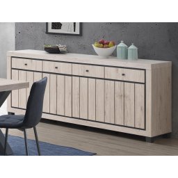 Dressoir ARCHIMEDE 4 deuren 4 lades eik naturel/zwart